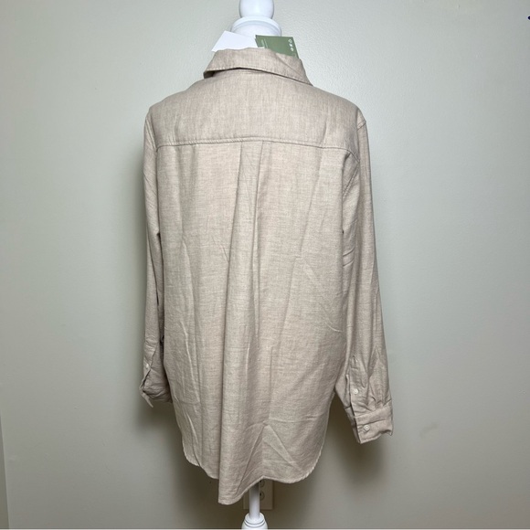 NWT H&M Beige Oversized Button-Up Shirt (L) - Picture 4 of 6